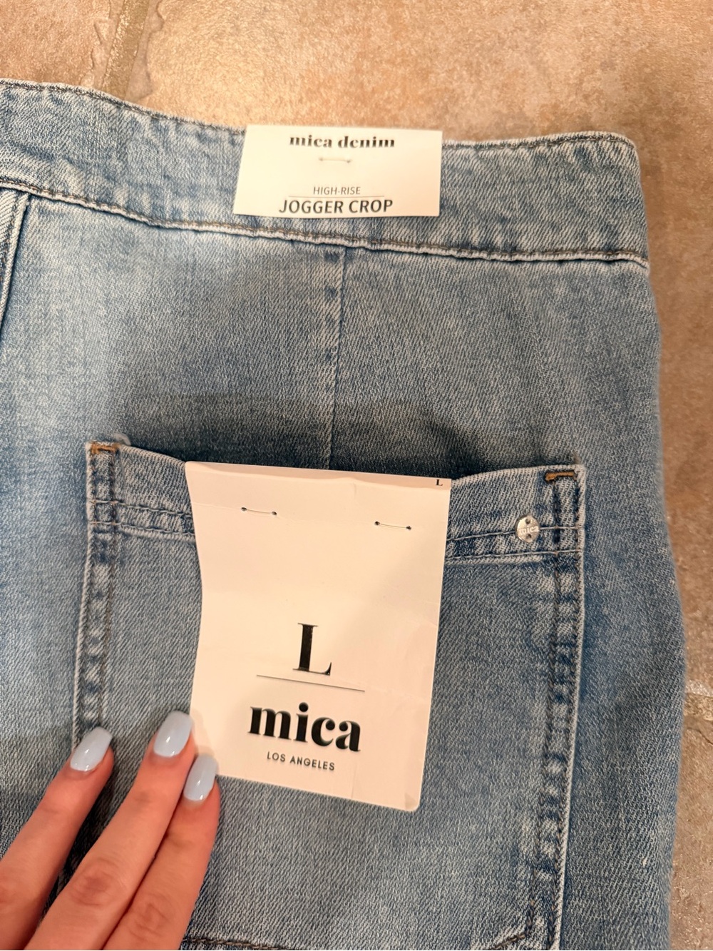 Mica Los Angeles Light Blue Denim Cargo Ankle Jeans - Picture 6 of 8